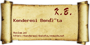 Kenderesi Benáta névjegykártya